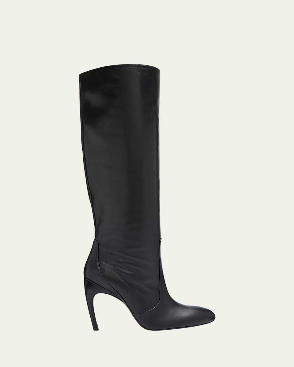 Luxecurve Slouchy Leather Stiletto Knee Boots
