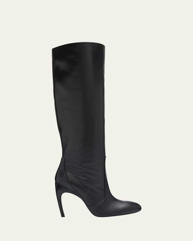 Luxecurve Slouchy Leather Stiletto Knee Boots