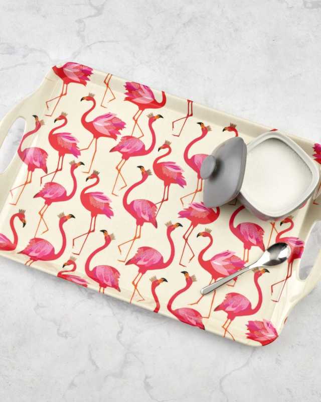 Sara Miller Flamingo Large Handled Melamine Tray