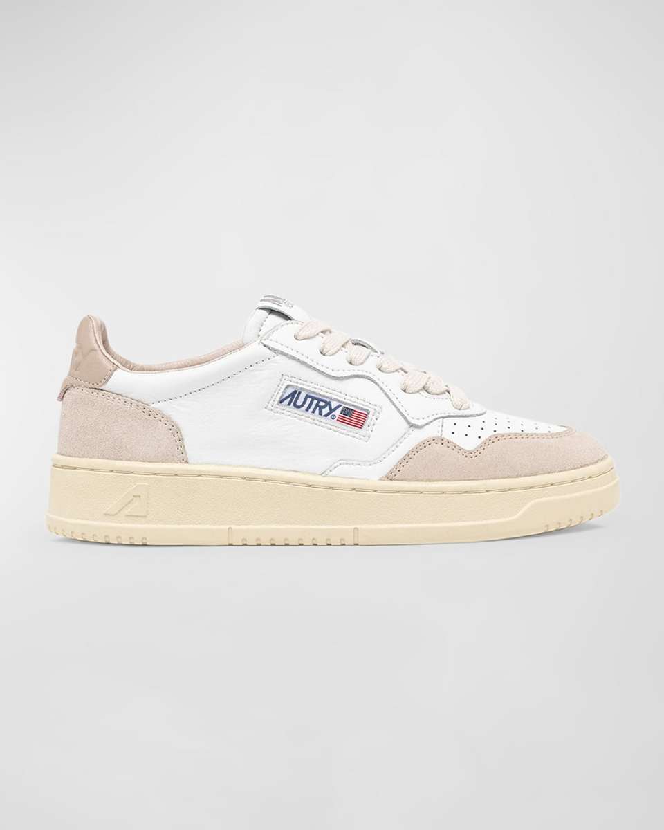 Medalist Low-Top Mixed Leather Sneakers