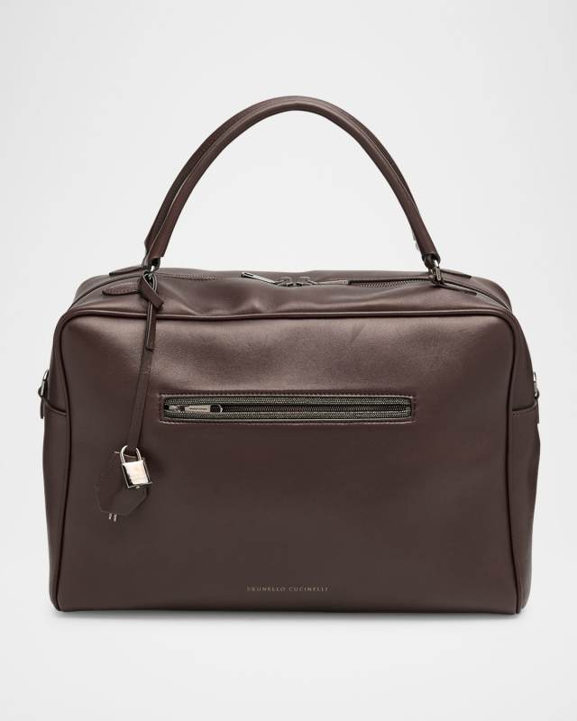 Monili Zip Calf Leather Duffel Bag