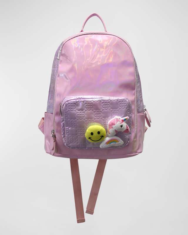 Girl's Shiny Backpack W/ Patches
