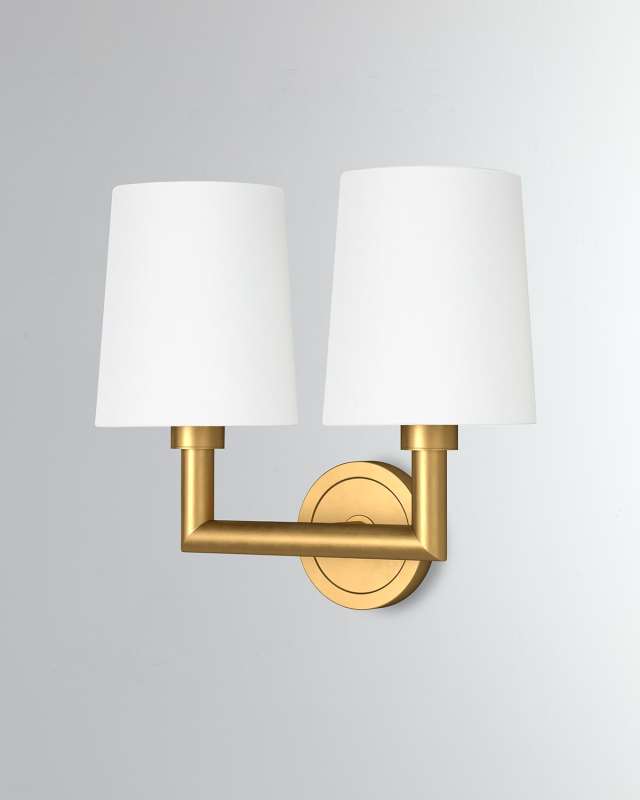 Legend Double Sconce, Natural Brass