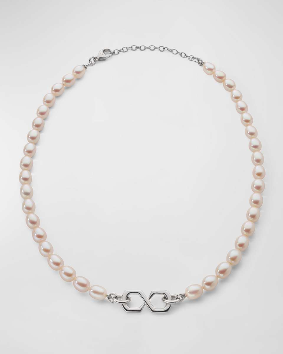 Sterling Silver The Symbol Pearl Infinity Necklace