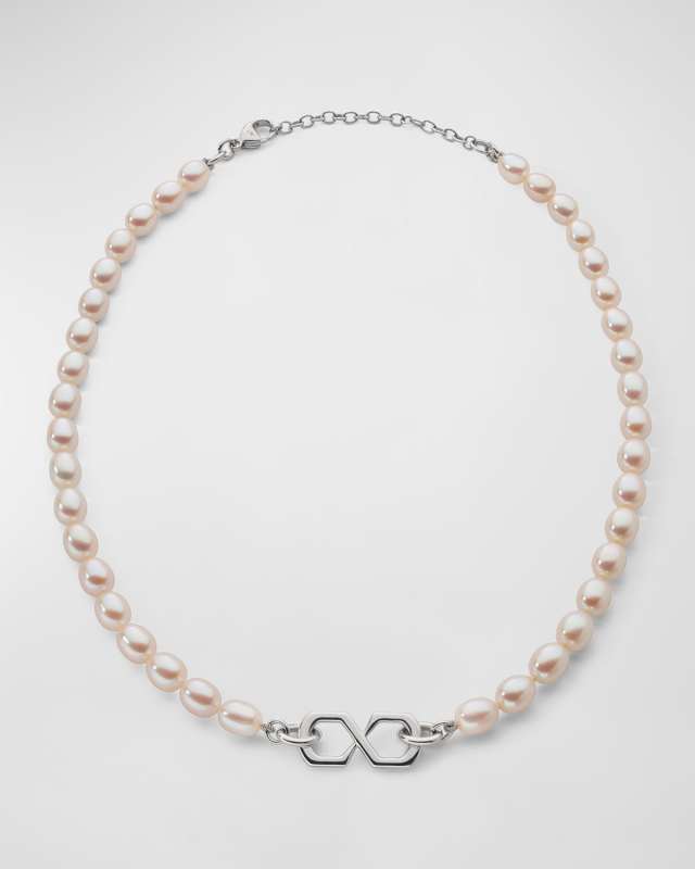Sterling Silver The Symbol Pearl Infinity Necklace