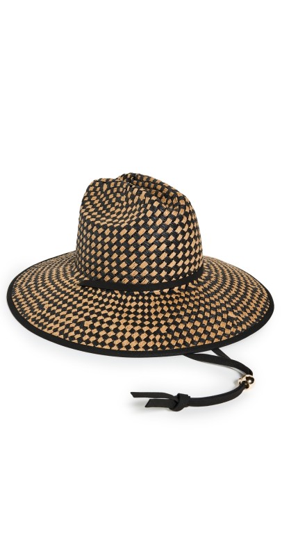 Lele Sadoughi Straw Checkered Hat Jet Natural 001