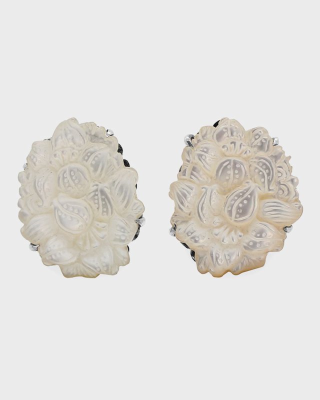 White Carved Earrings