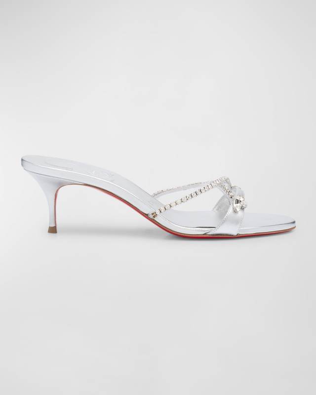 Iza Queen Crystal Red Sole Mule Sandals