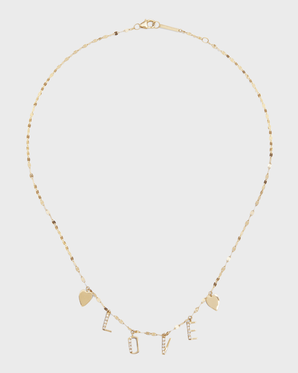 Block Love Necklace with Dangle Hearts