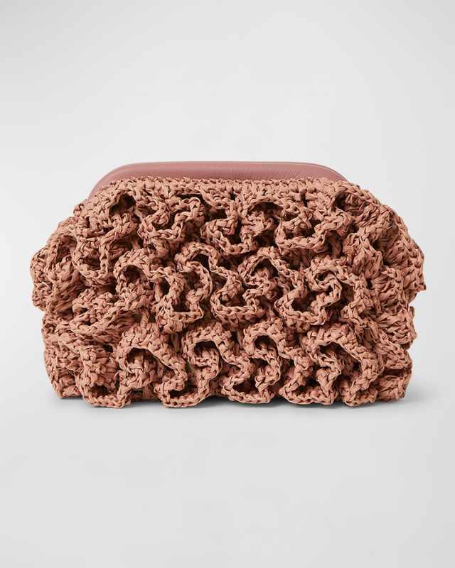 Dahlia Textured Straw Clutch Bag