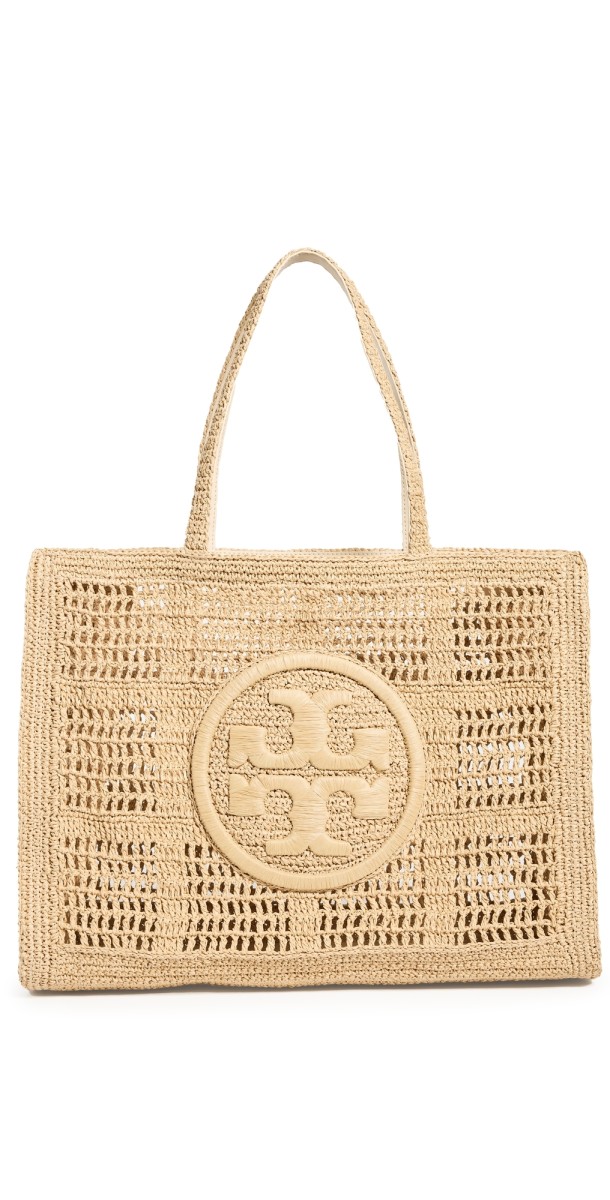 Tory Burch Ella Hand Crocheted Large Tote Natural
