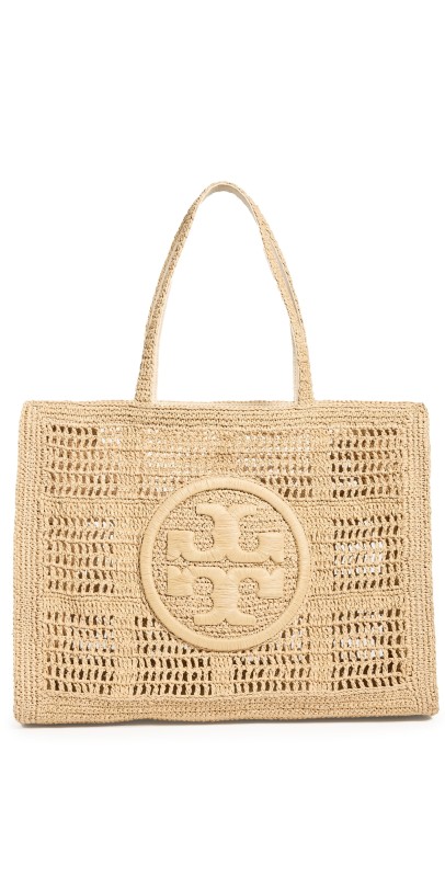 Tory Burch Ella Hand Crocheted Large Tote Natural
