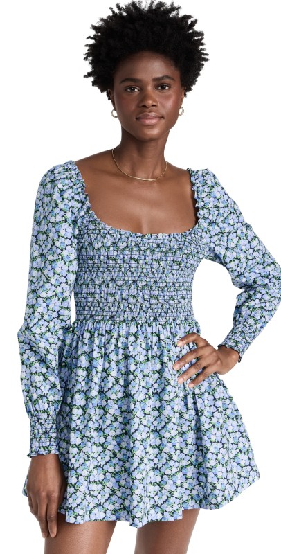 Hill House Home The Norah Dress Pansy in Blue Multi