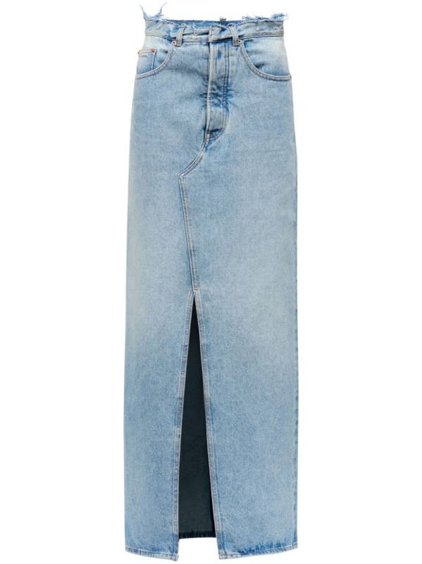 slit denim maxi-skirt
