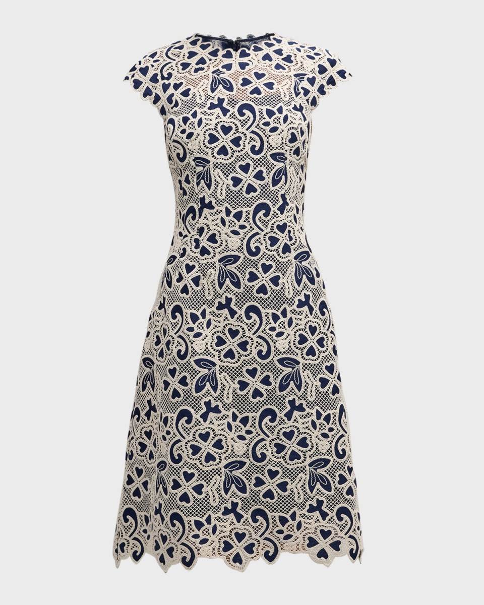 Cap-Sleeve Crochet Lace Dress