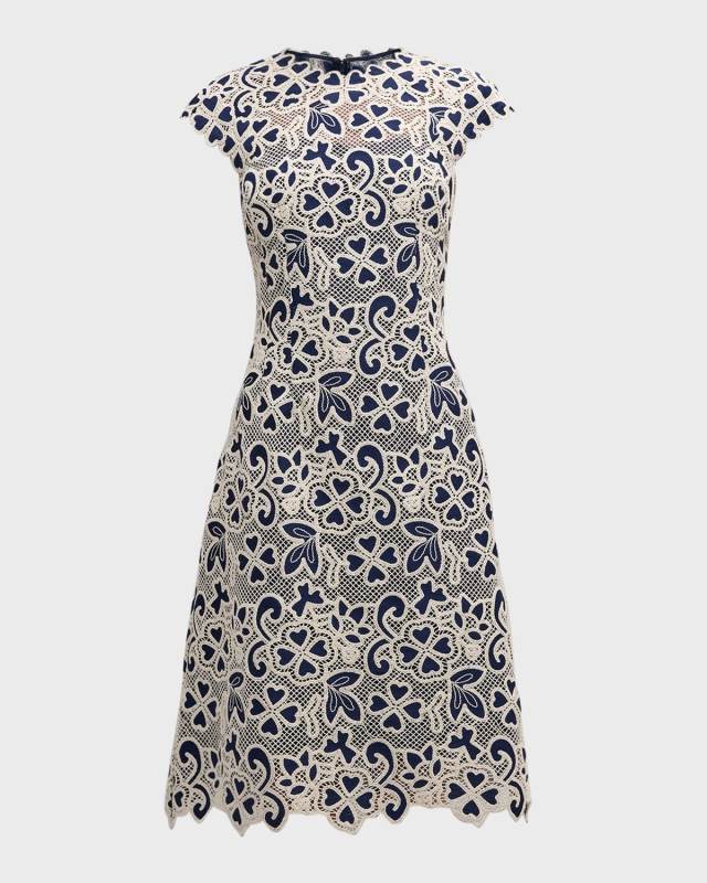 Cap-Sleeve Crochet Lace Dress