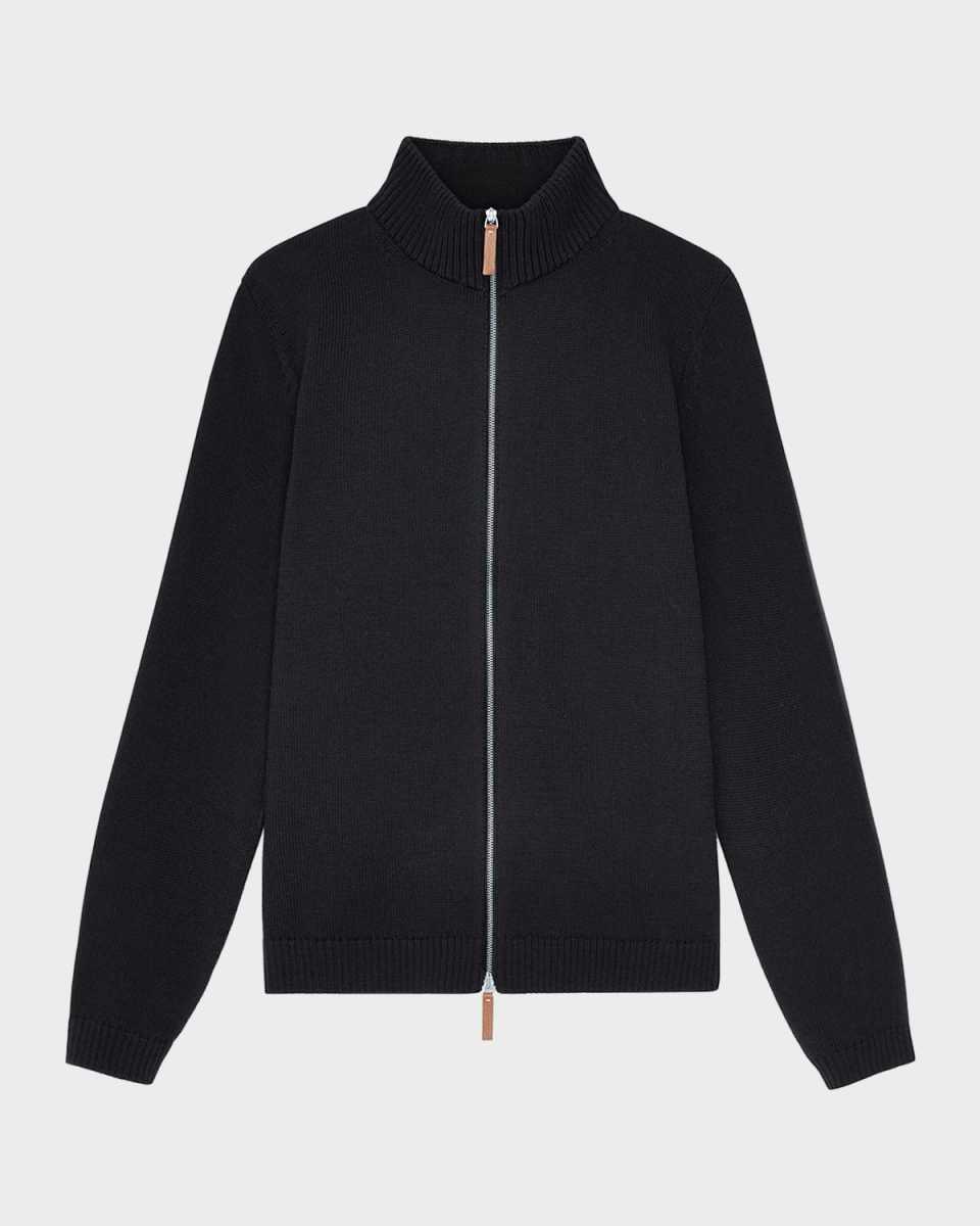 Plus Size Fitted Cotton-Silk Bomber Sweater