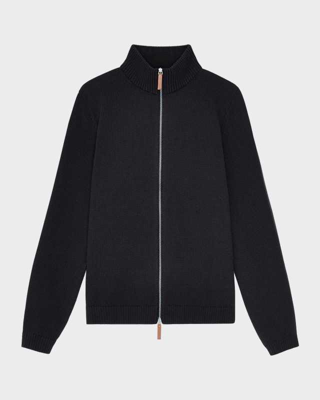 Plus Size Fitted Cotton-Silk Bomber Sweater
