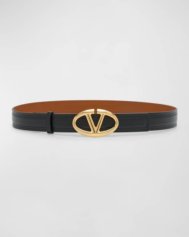 Moonlight Gold V-Logo Leather Belt