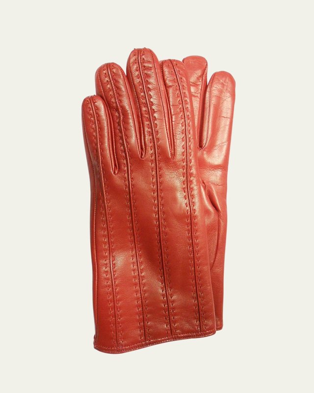 Leather & Cashmere Whipstitch Gloves