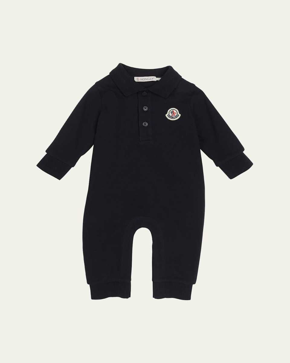 Boy's Logo-Print Polo Romper, Size Newborn-24