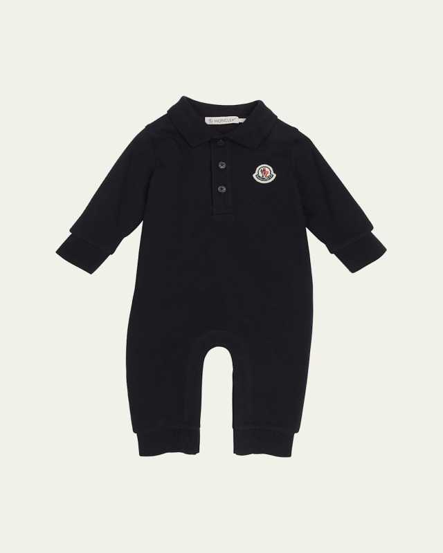 Boy's Logo-Print Polo Romper, Size Newborn-24
