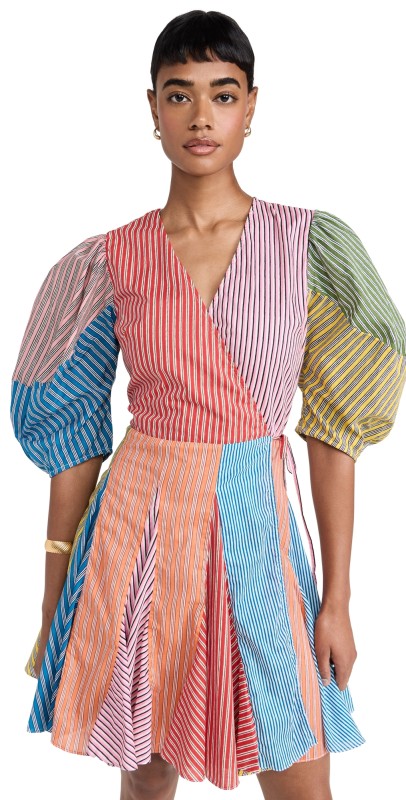 RHODE Claudine Dress Multi Stripe Patchwork