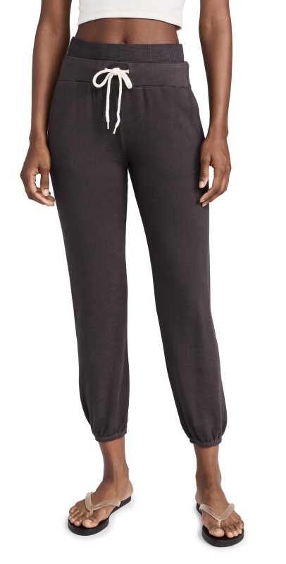 MONROW Supersoft Double Waist Sweatpants Washed Black