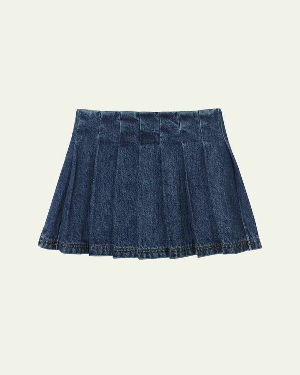 Girl's Pleated Denim Skirt, Size 3T-12