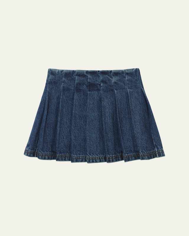 Girl's Pleated Denim Skirt, Size 3T-12