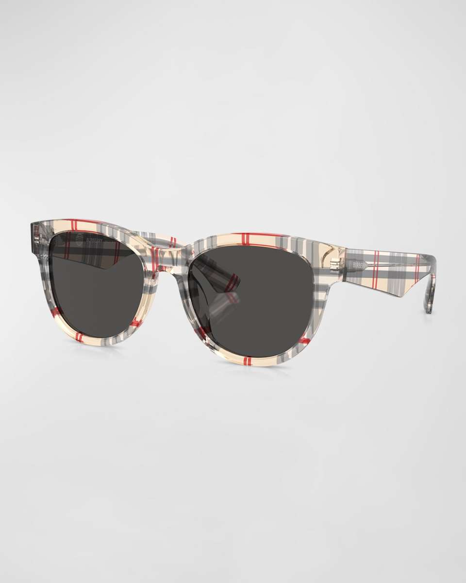 Check Acetate & Plastic Round Sunglasses
