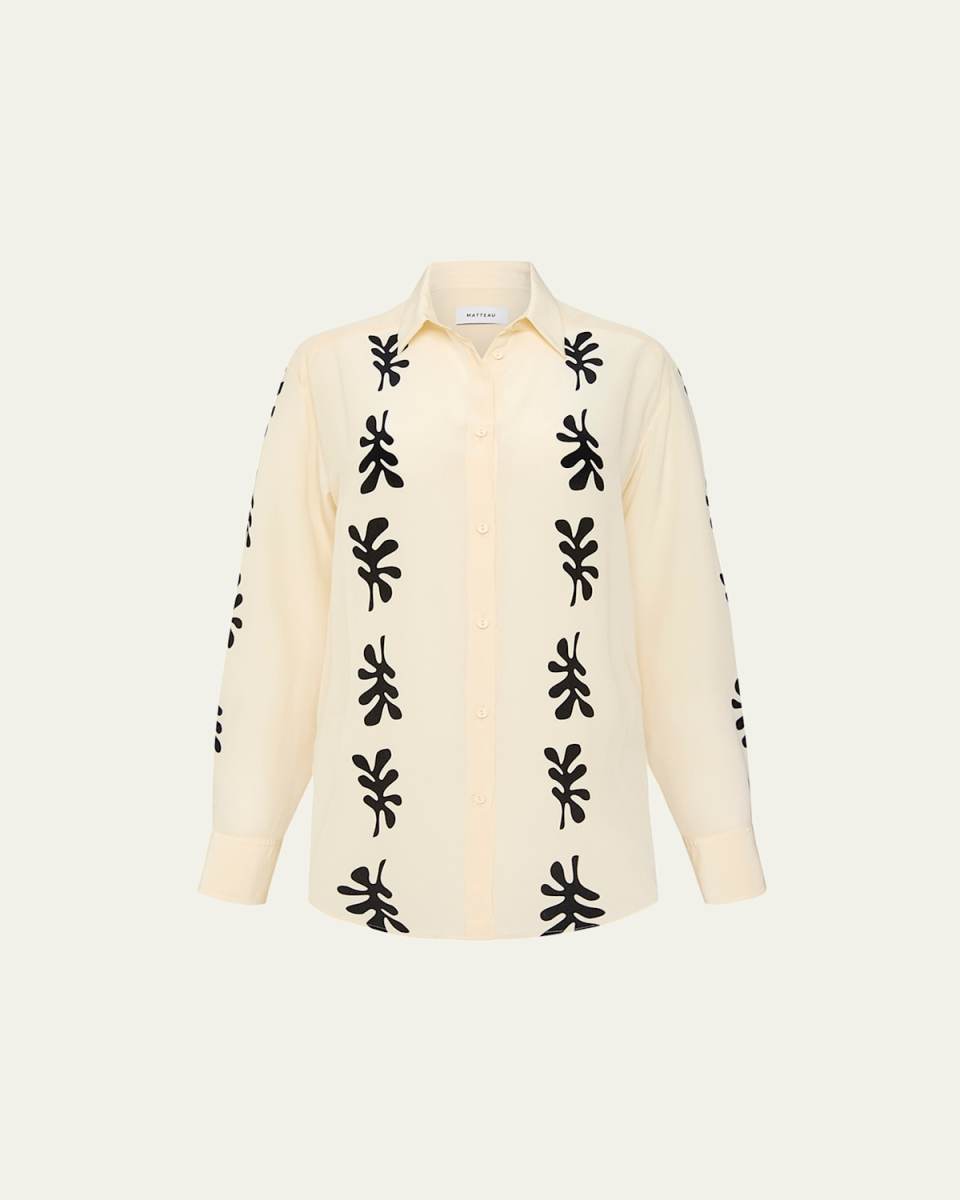 Fig Leaf Long-Sleeve Silk Shirt