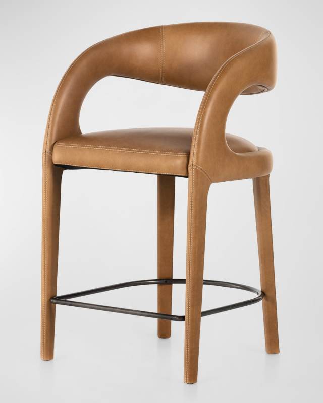 Hawkins Leather Counter Stool, 26"