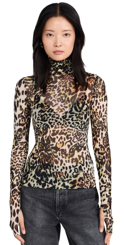 AFRM Zadie Turtleneck Long Sleeve Top Fall Animal