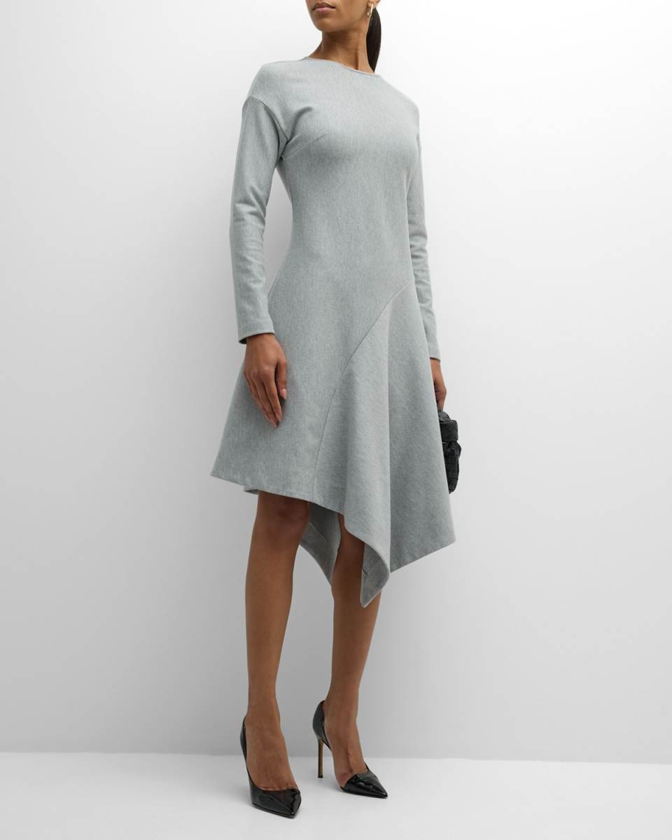 Asymmetric A-Line Jersey Midi Dress