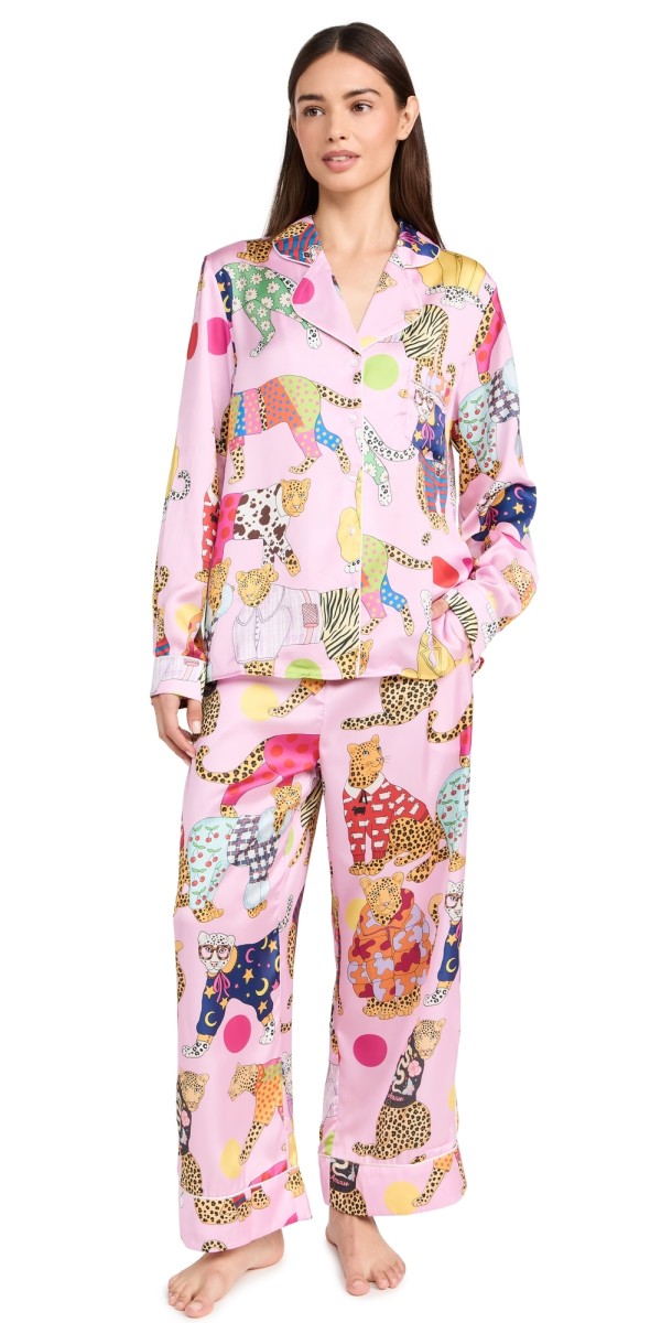 Karen Mabon Leopards Can't Change Their Spots Long Sleeve PJ Set Pink