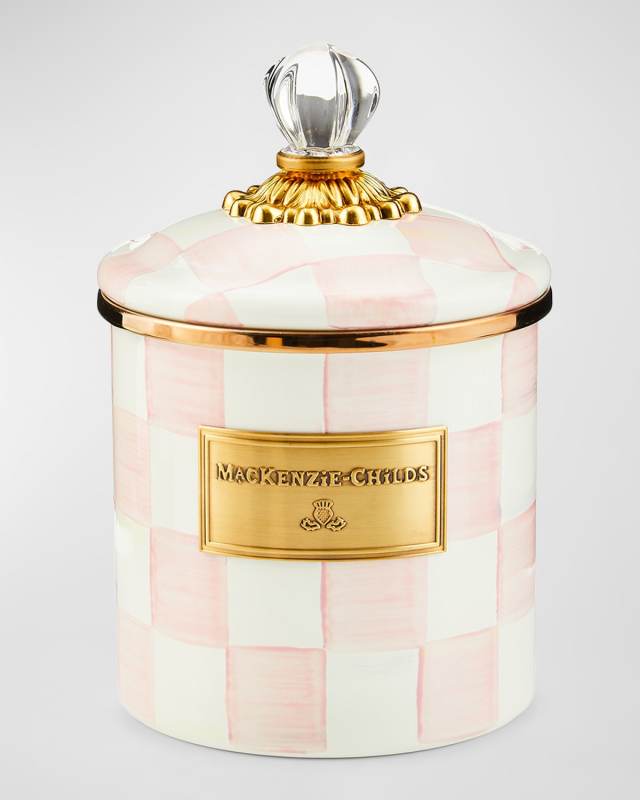 Rosy Check Enamel Canister, Small