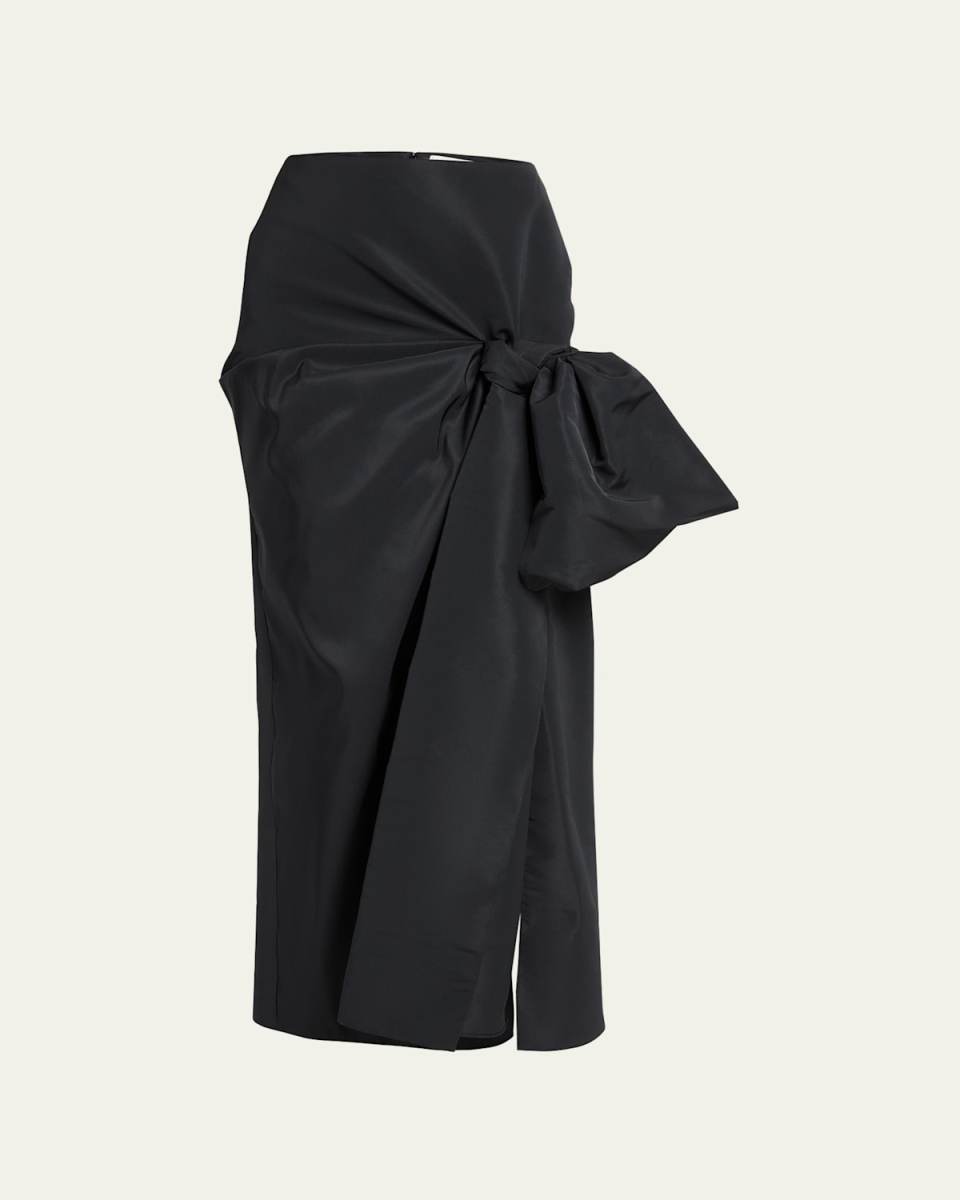 Pencil Midi Skirt with Bow Detail