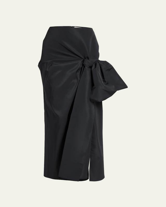 Pencil Midi Skirt with Bow Detail