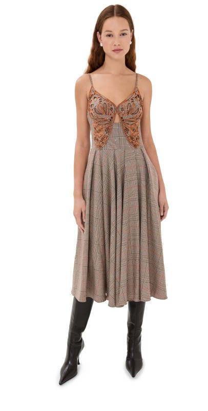 Stella Jean Dress With Butterlfy Embroidery Beige Prince Of Galles