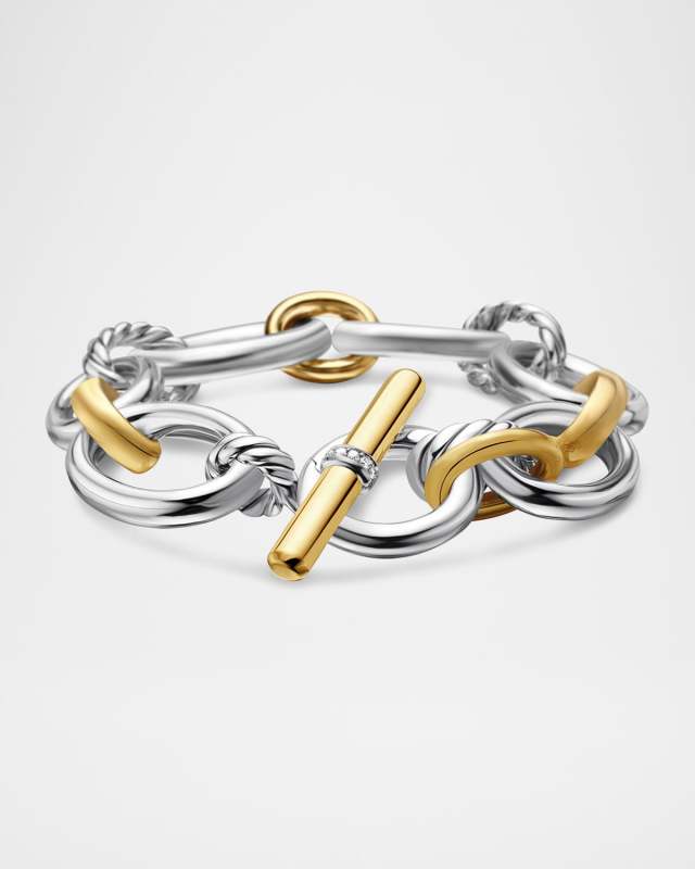 DY Mercer Bracelet with Diamonds in Silver and 18K Gold, 25