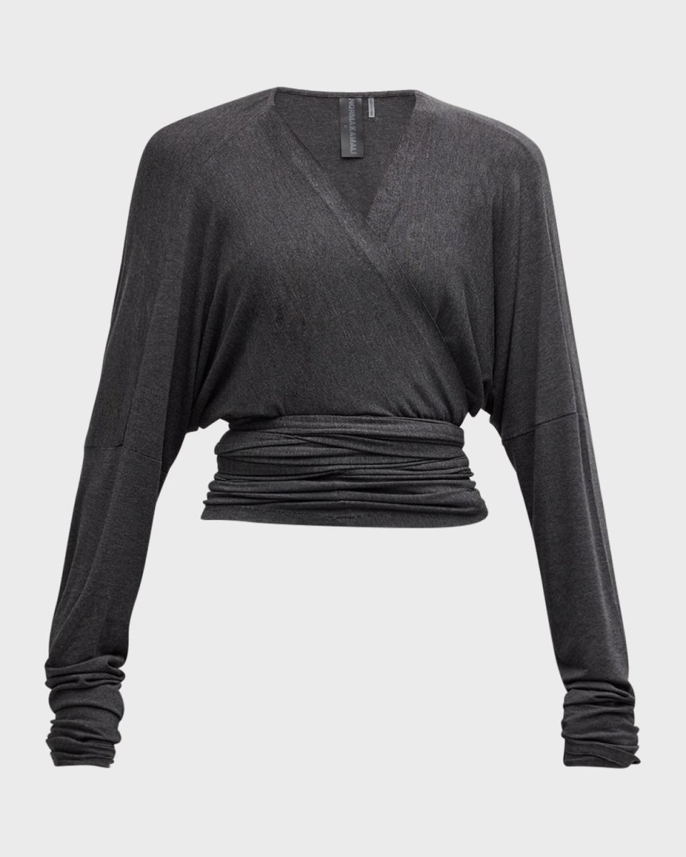 Long-Sleeve Dolman Wrap Top