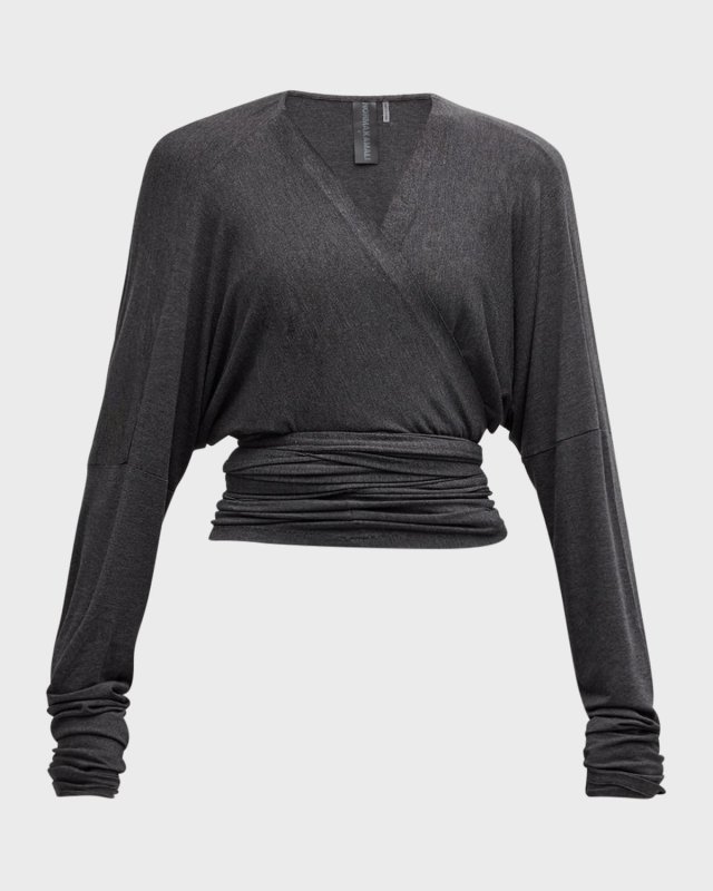 Long-Sleeve Dolman Wrap Top