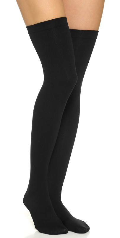 Plush Fleece Lined Thigh High Socks Black