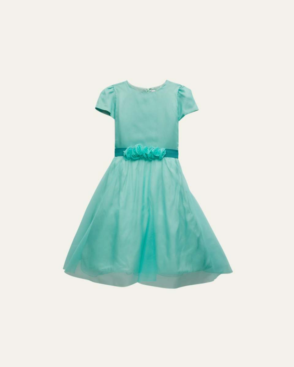 Girl's Flower Dress with Shine, Size 4-1