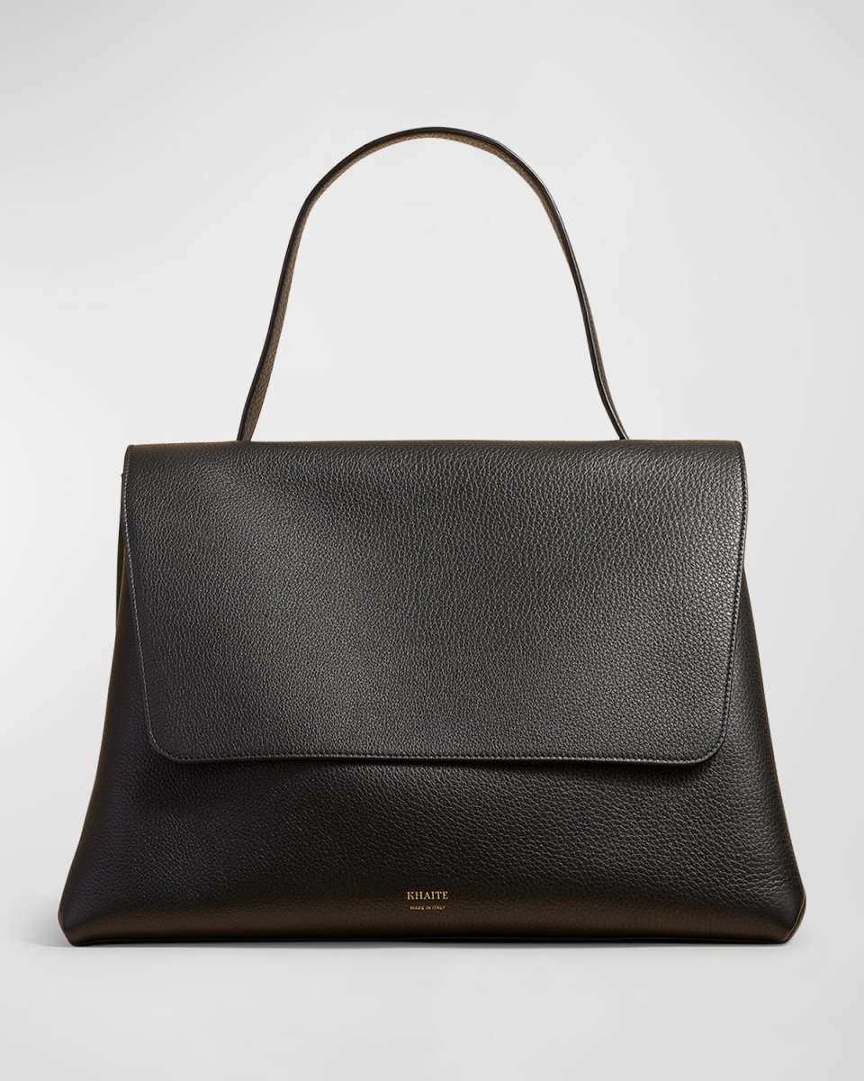 Lia Large Pebbled Leather Top-Handle Bag