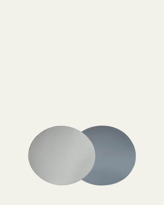 Steel Blue and Light Blue Round Reversible Placemat