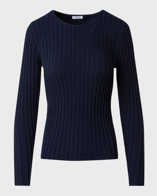 Merino Wool Ribbed Knit Sweater