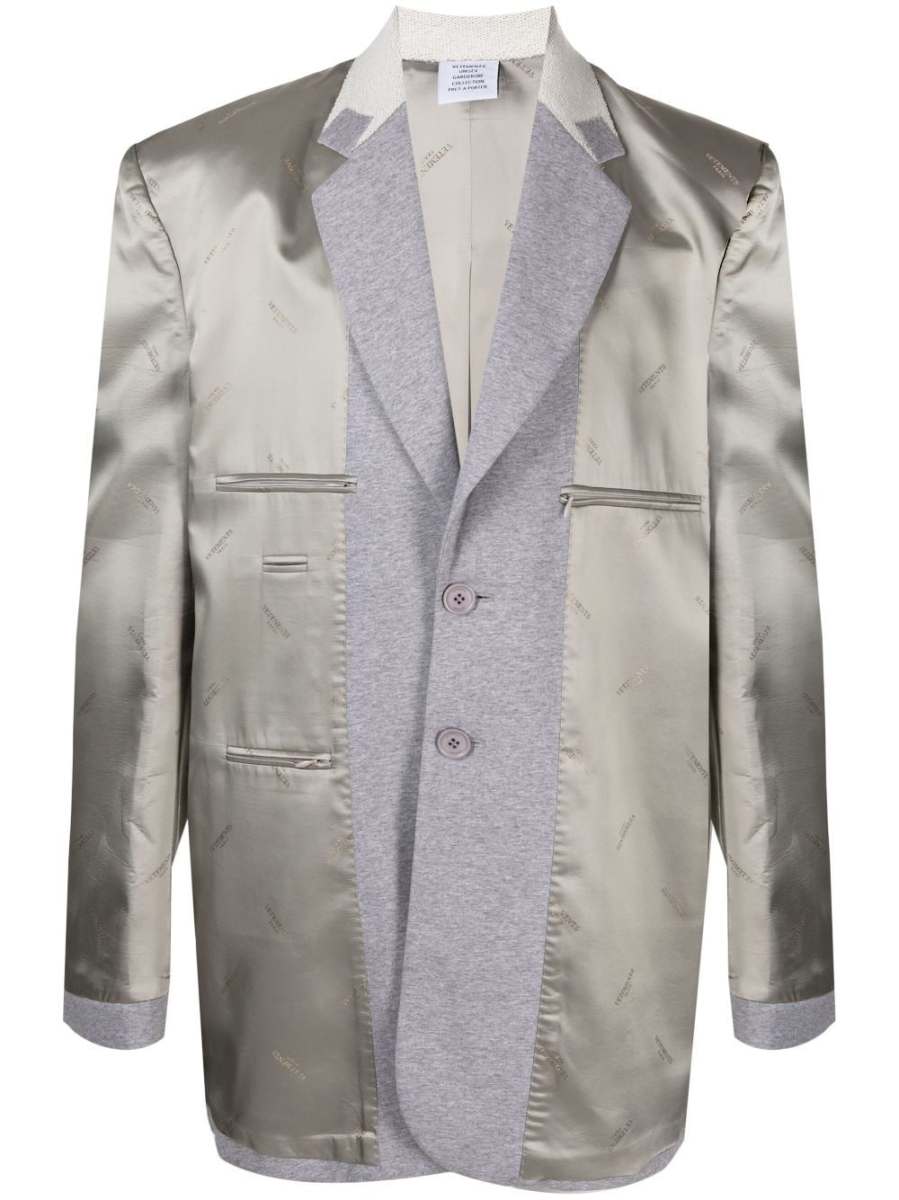 panelled logo-print blazer