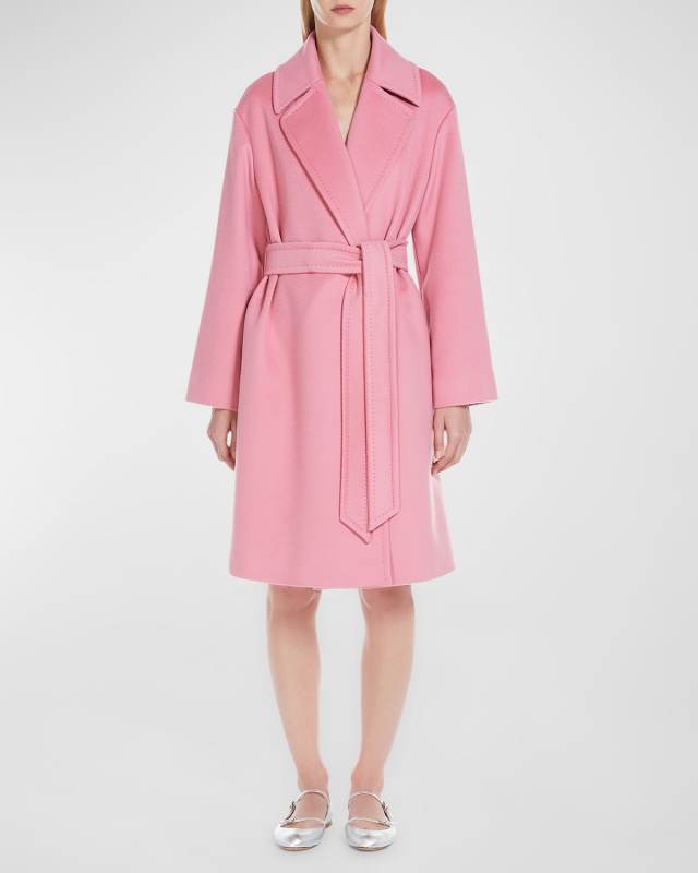 Tigre Wrap-Front Pick Stitch Wool Coat